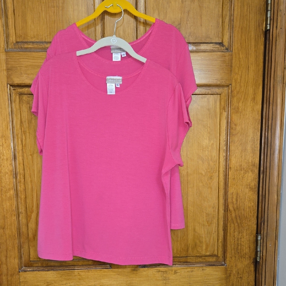 2 Coldwayer Creek Vibrant Pink Short Sleeve Tee